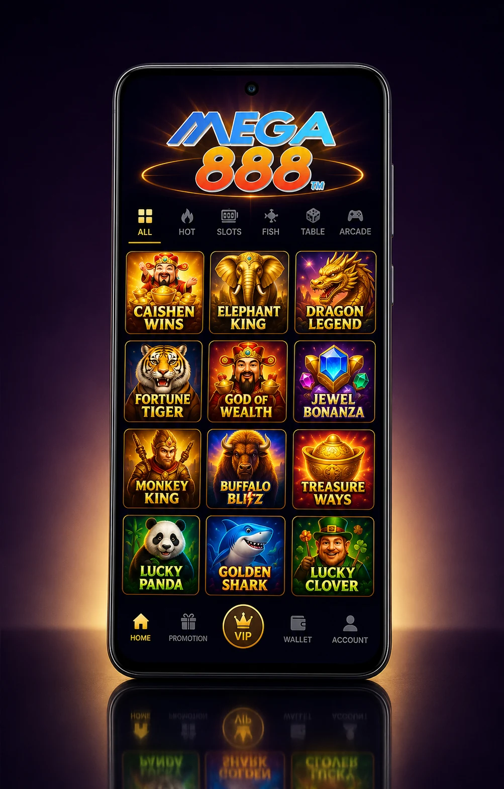 Aplikasi Mega888 pada telefon Android