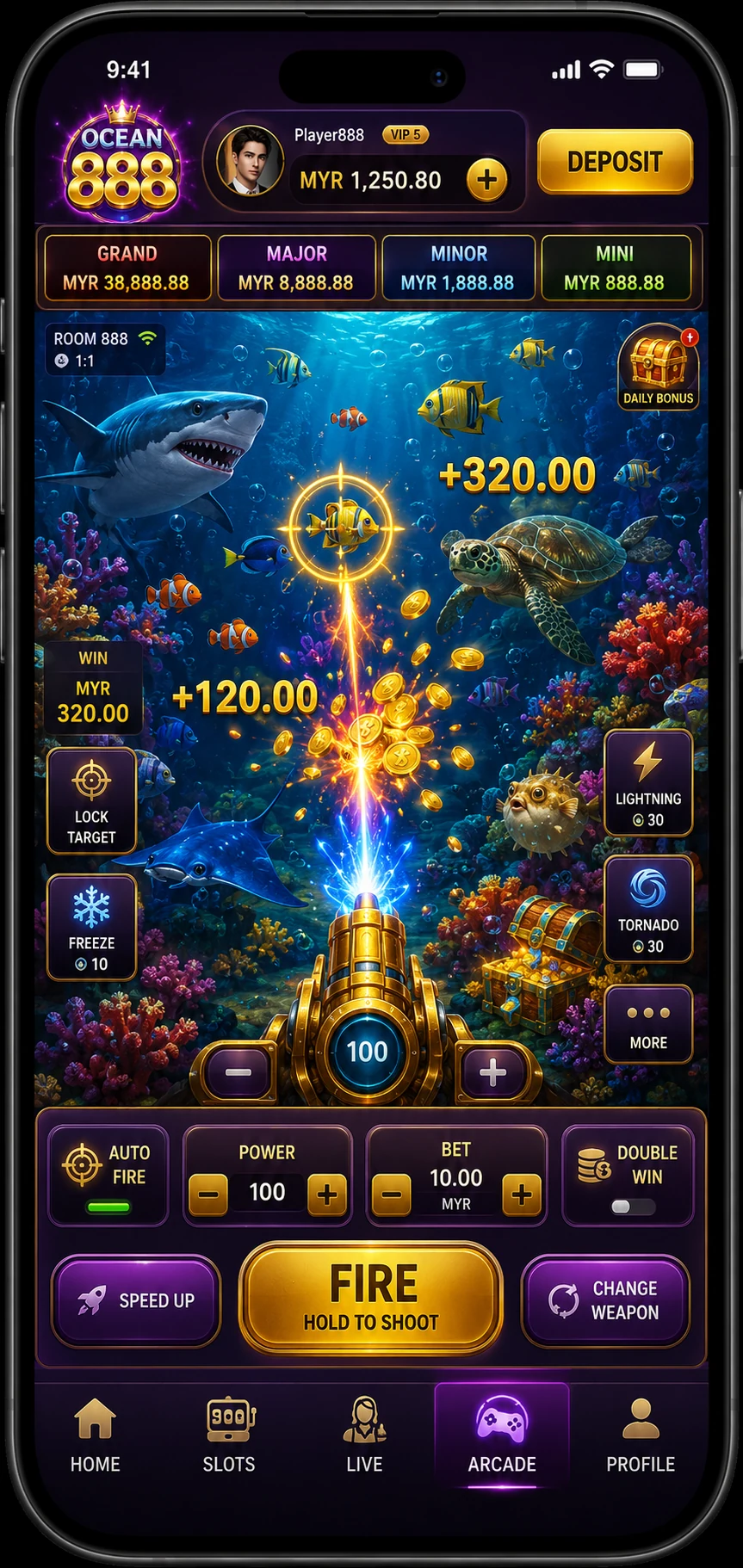 Tembak ikan Mega888 Ocean King semasa dimainkan